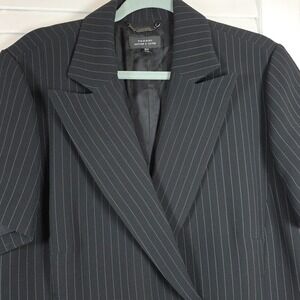 Tahari Arthur S. Levine Blazer Dress Women 16W Black Pinstripe Short Sleeve Wrap